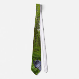 Gravata Alpha Male Cinza Wolf & Forest Willife Necktie