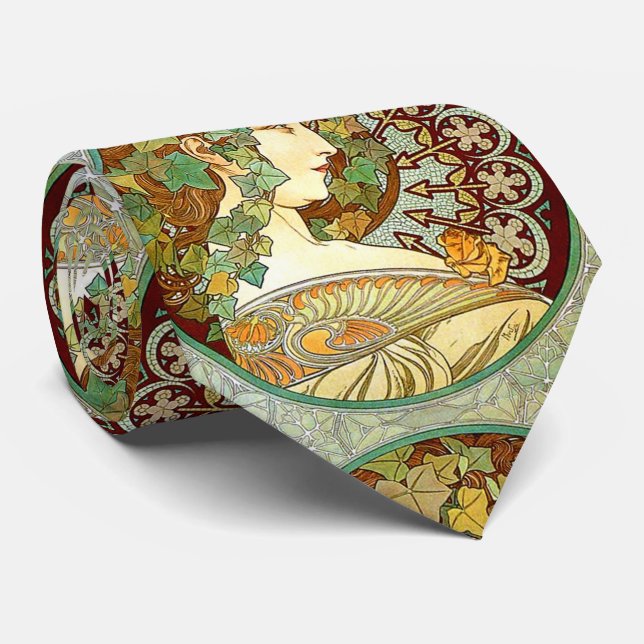 Gravata Alphonse Mucha, "Ivy" (Rolled)