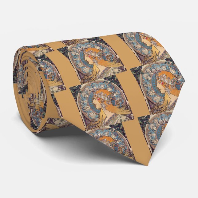 Gravata Alphonse Mucha , “Zodiac” (Rolled)