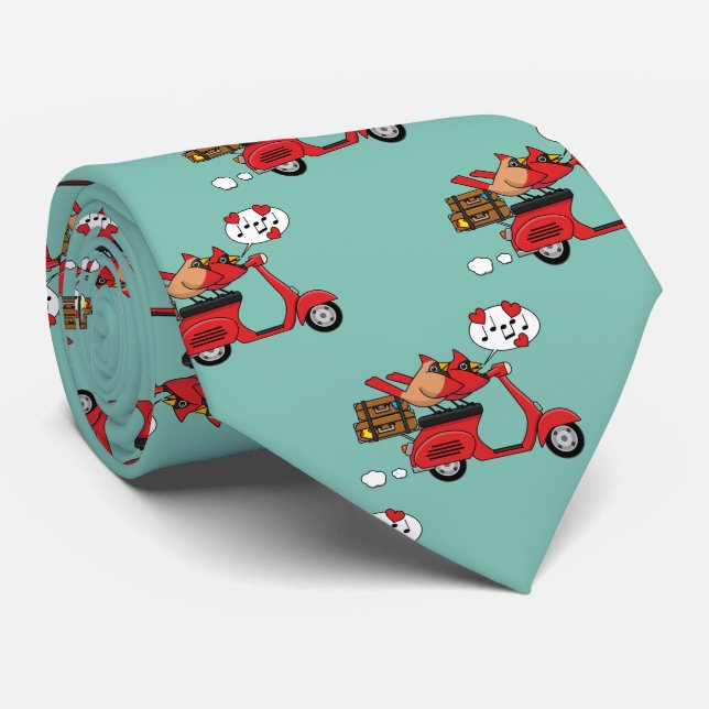 Gravata Amantes de Cardinal Vermelho no Patinete (Rolled)