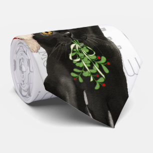 Gravata Amantes de Gatos de Natal de Bomba Negra Bonita
