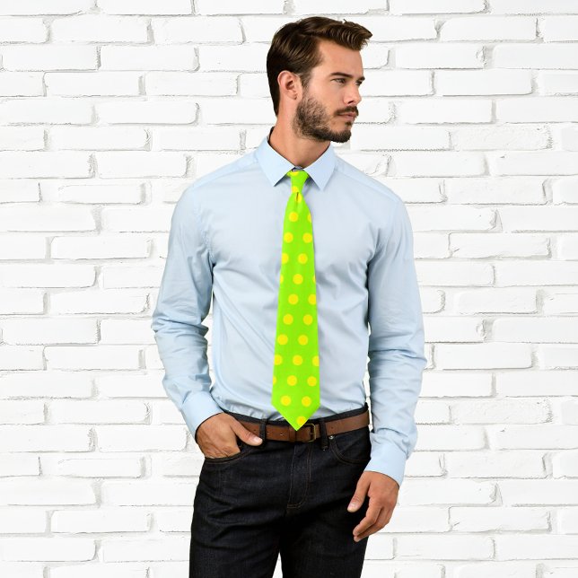 Gravata Amarela com Bolinhas (Lime Yellow Polka Dots Tie)