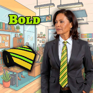 Gravata Amarela com Listras Verdes de Desenho Anim