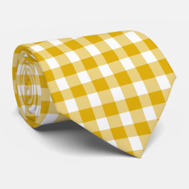 Gravata Amarela Mostarda Xadrez Gingham Cor Retro