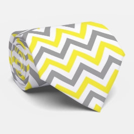 Gravata Amarelo Cinza Escuro Branco LG Chevron Cinza Monog