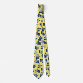 Gravata Amarelo Geométrico Serragem Retrora