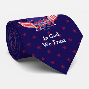 Gravata América 250º- Espírito de Liberdade- Estrelas Azui