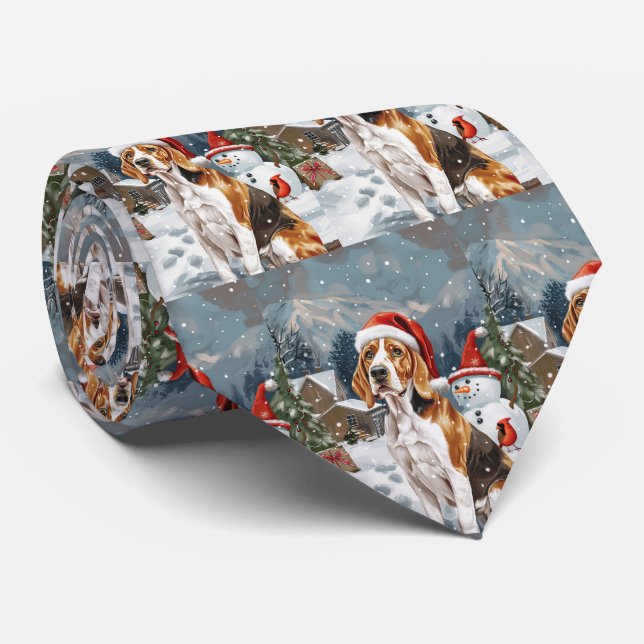 Gravata American English Foxhound Dog Winter Christmas Joy (Rolled)
