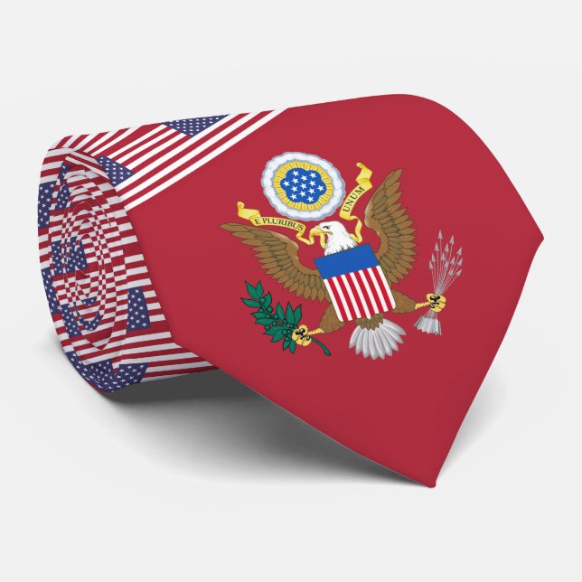Gravata American Flag & Casaco de Arms, Estados Unidos (Rolled)