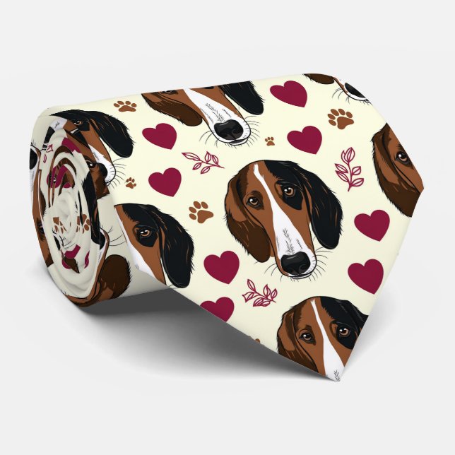 Gravata American Foxhound Valentine Hearts Pattern Dog (Rolled)