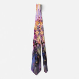 Gravata Amethyst Blooms Floral Abstrato