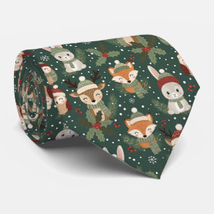 Gravata Amigos Fofos da Floresta de Inverno – Animal de Fe