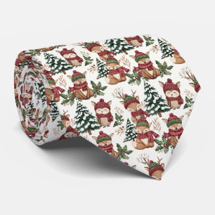 Gravata Amigos Fofos da Floresta de Inverno – Animal de Fe