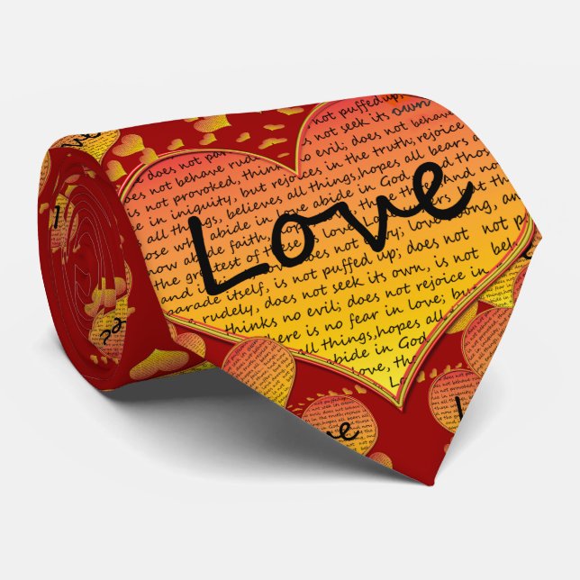 Gravata Amor 1 Coríntios 13 Corações (Rolled)