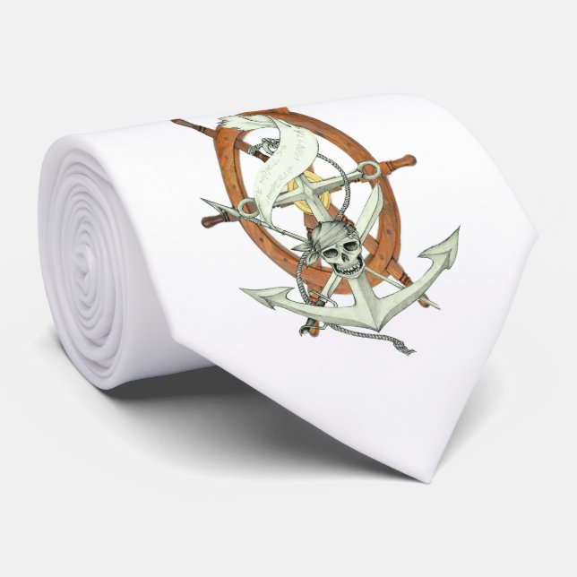 Gravata Âncora do navio pirata do crânio (Rolled)