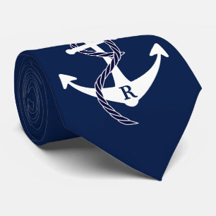 Gravata Âncora náutica monograma inicial personalizado
