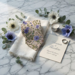 Gravata Anêmona Floral Azul Elegante