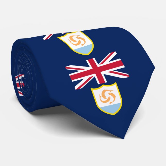 Gravata Anguilla Flag Neck Tie (Rolled)