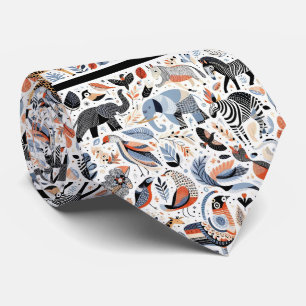 Gravata Animais Africanos Impressão Boho