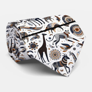 Gravata Animais Africanos Impressão Boho