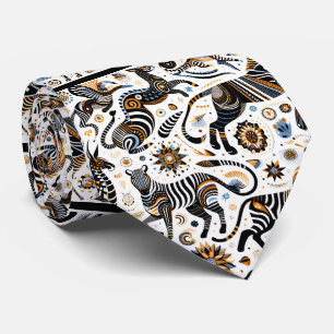 Gravata Animais Africanos Impressão Boho