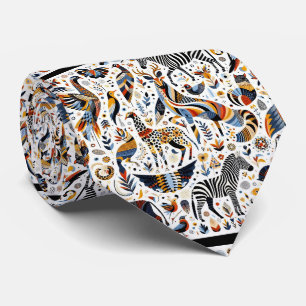 Gravata Animais Africanos Impressão Boho