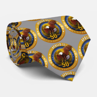 Gravata Aniversário Eagle dourado de Apollo 11 50th e lua