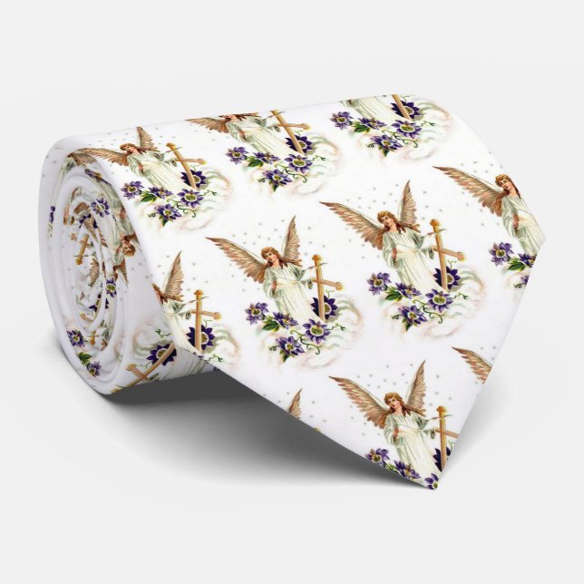 Gravata Anjo Com Tina De Flores E Clematis (Rolled)