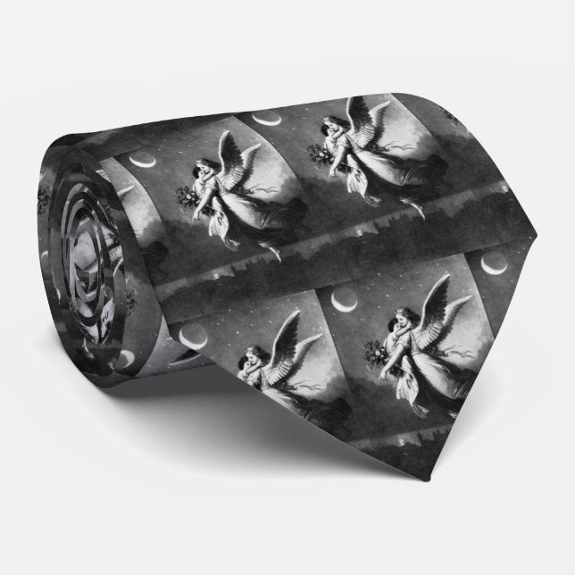 Gravata Anjo-da-guarda na noite (Rolled)