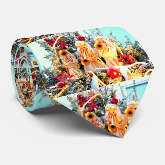 Gravata anjos de natal alegres trombetando (Rolled)