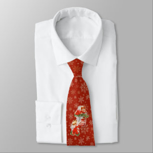 Gravata Anjos se Decorando em vermelho com flocos de neve