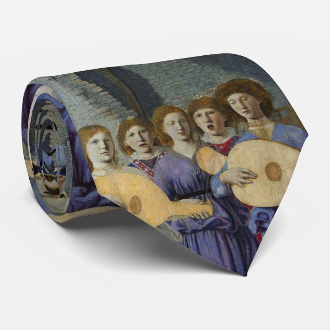 Gravata ANJOS TOCANDO MÚSICA por PIERO DELLA FRANCESCA (Rolled)