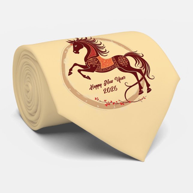 Gravata Ano do Cavalo 2026 cor Marrom (Rolled)