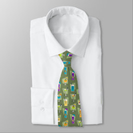 Gravata Anos 50 de Hora Feliz Coquetel Moss Green Tie