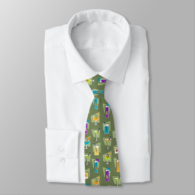 Gravata Anos 50 de Hora Feliz Coquetel Moss Green Tie (Amarrado)