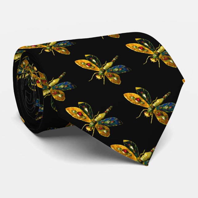 GRAVATA ANTIGO JEWEL DE DRAGONFLY DOURADO COM GEMSTONAS (Rolled)