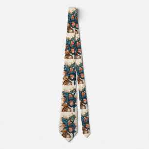 GRAVATA ANTIQUE KNIGHT HELMET COM PENAS AZUIS VERMELHAS