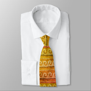 Gravata ANTIQUE MOSAIC ONDE ONDAS Amarelo Laranja Branco