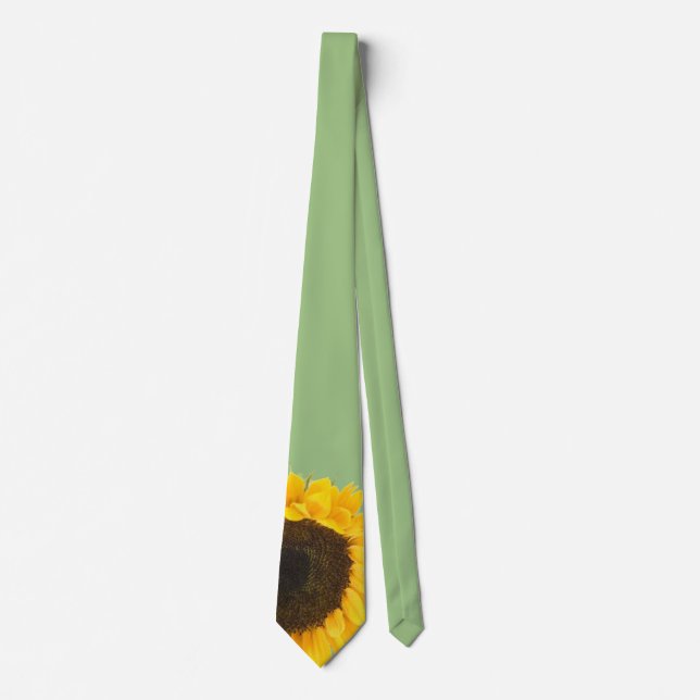Gravata Apple Green Sunflower Wedée Tie Bigger Flower (Frente)