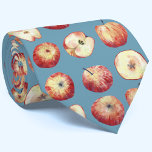 Gravata Apple Watercolor<br><div class="desc">Padrão de aquarela de maçã frutado fresco em um fundo verde teal. Altere a cor de fundo na ferramenta design para personalizar. Arte original de Nic Squirrell.</div>