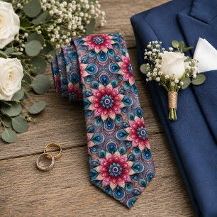 Gravata Aqua Azul Teal Bege Paisley Padrão Artístico