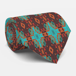 Gravata Aqua Azul Verde Laranja Marrom Tribal Único