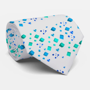 Gravata Aqua Blue Cubes and Hearts Tie