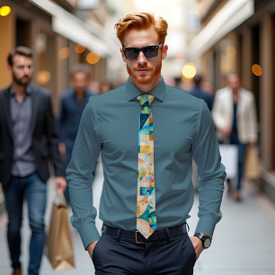 Gravata Aqua Flow Abstrato Art Tie