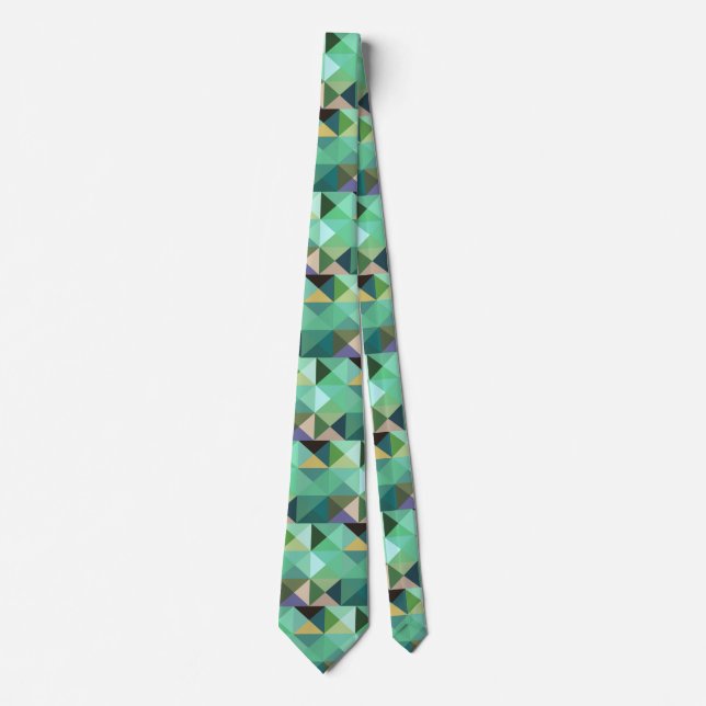 Gravata Aqua Green Pixel Geométrico Abstrato Art Tie (Frente)