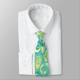 Gravata Aqua, Verde e Amarelo Marble Swirl Tie