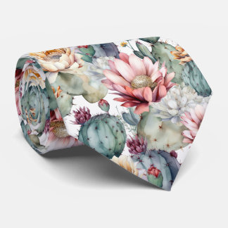 Gravata Aquarela Cactos Sucultivos