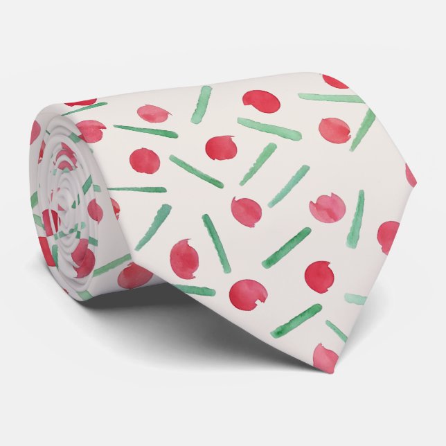 Gravata Aquarela De Feriado De Aquarelas Candy Cane (Rolled)