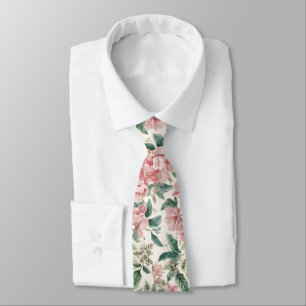 Gravata Aquarela Elegante Rosa Bege Eucalipto      