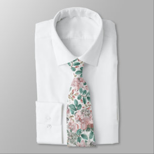 Gravata Aquarela Elegante Rosa Gum Eucalipto